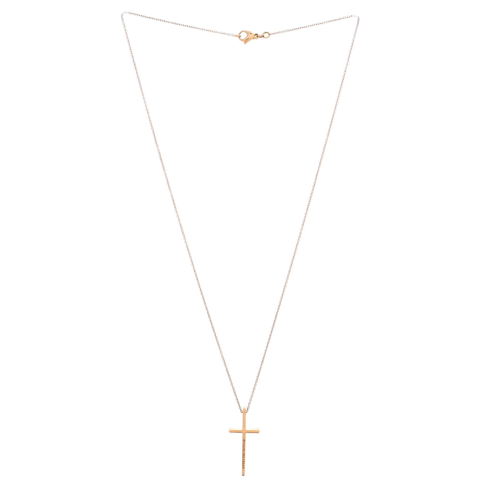 Metro Cross Pendant Necklace 18K Rose Gold