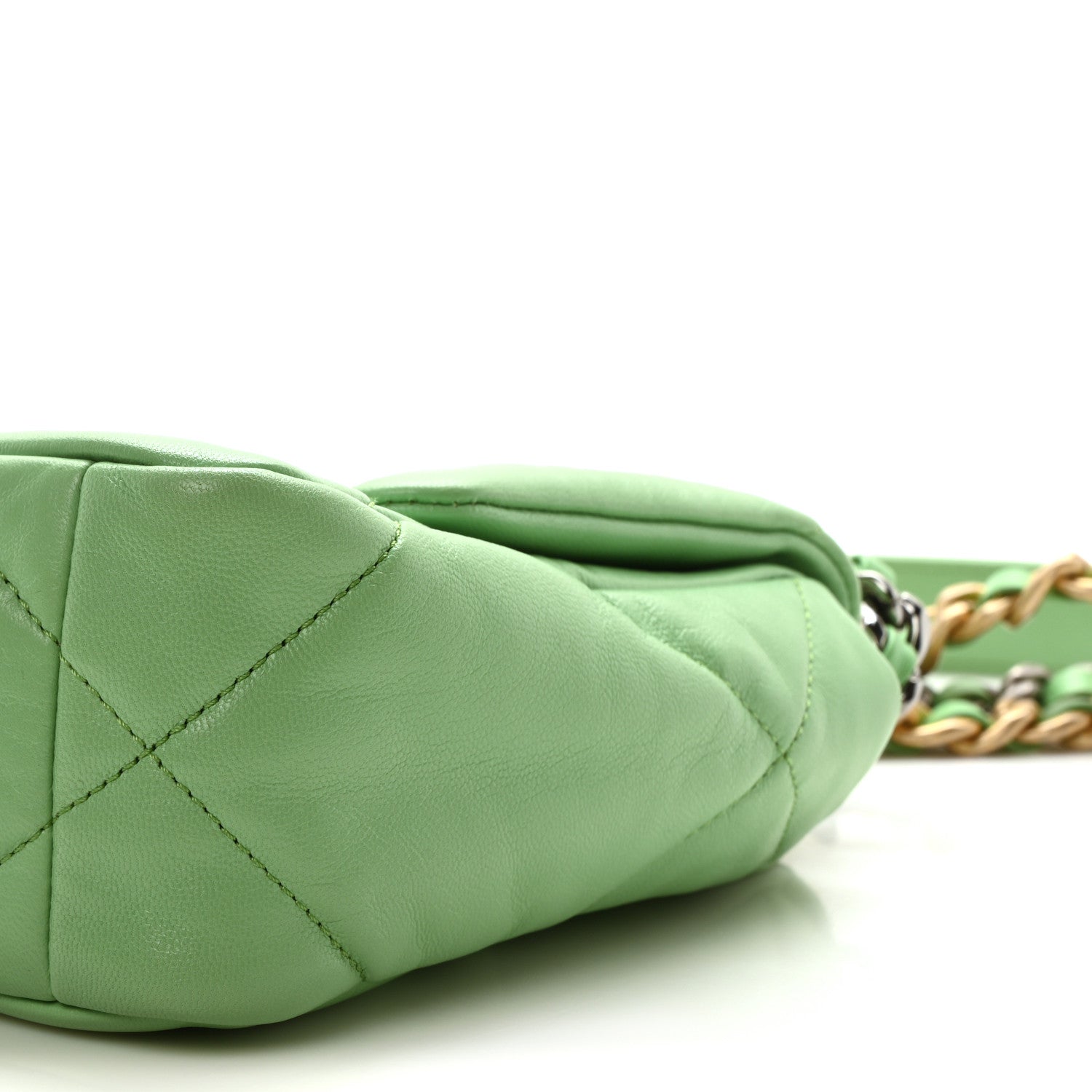 Goatskin Quilted Medium Chanel 19 Flap Green