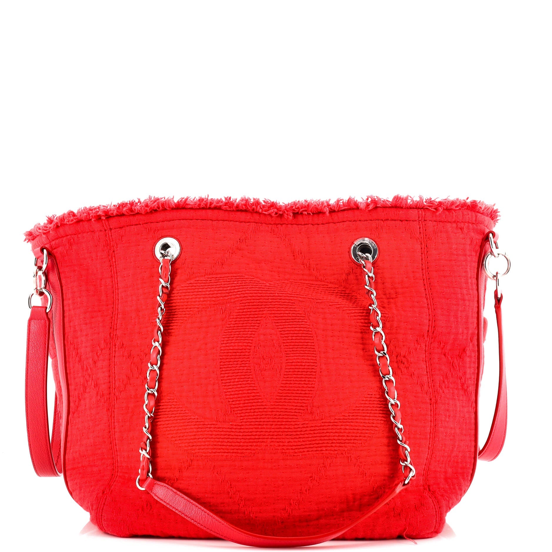 Double Face Deauville Tote Fringe Quilted Canvas Small
