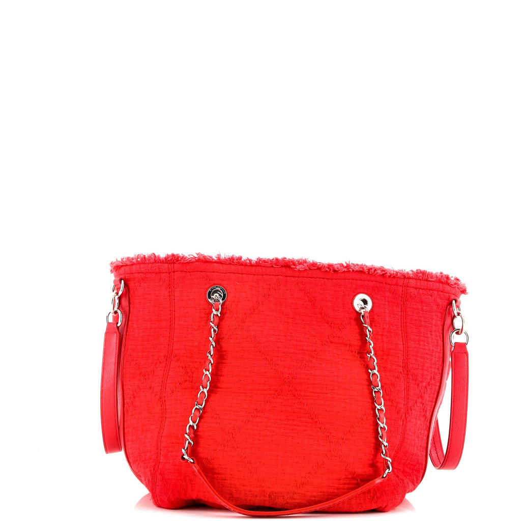 Double Face Deauville Tote Fringe Quilted Canvas Small