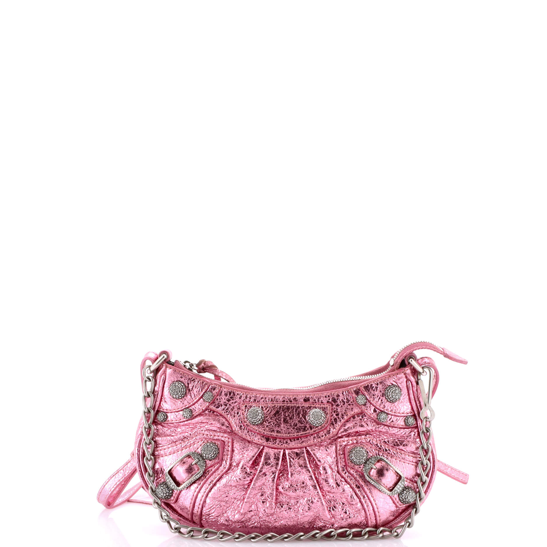 Le Cagole Giant Studs Shoulder Bag Leather with Crystals Mini
