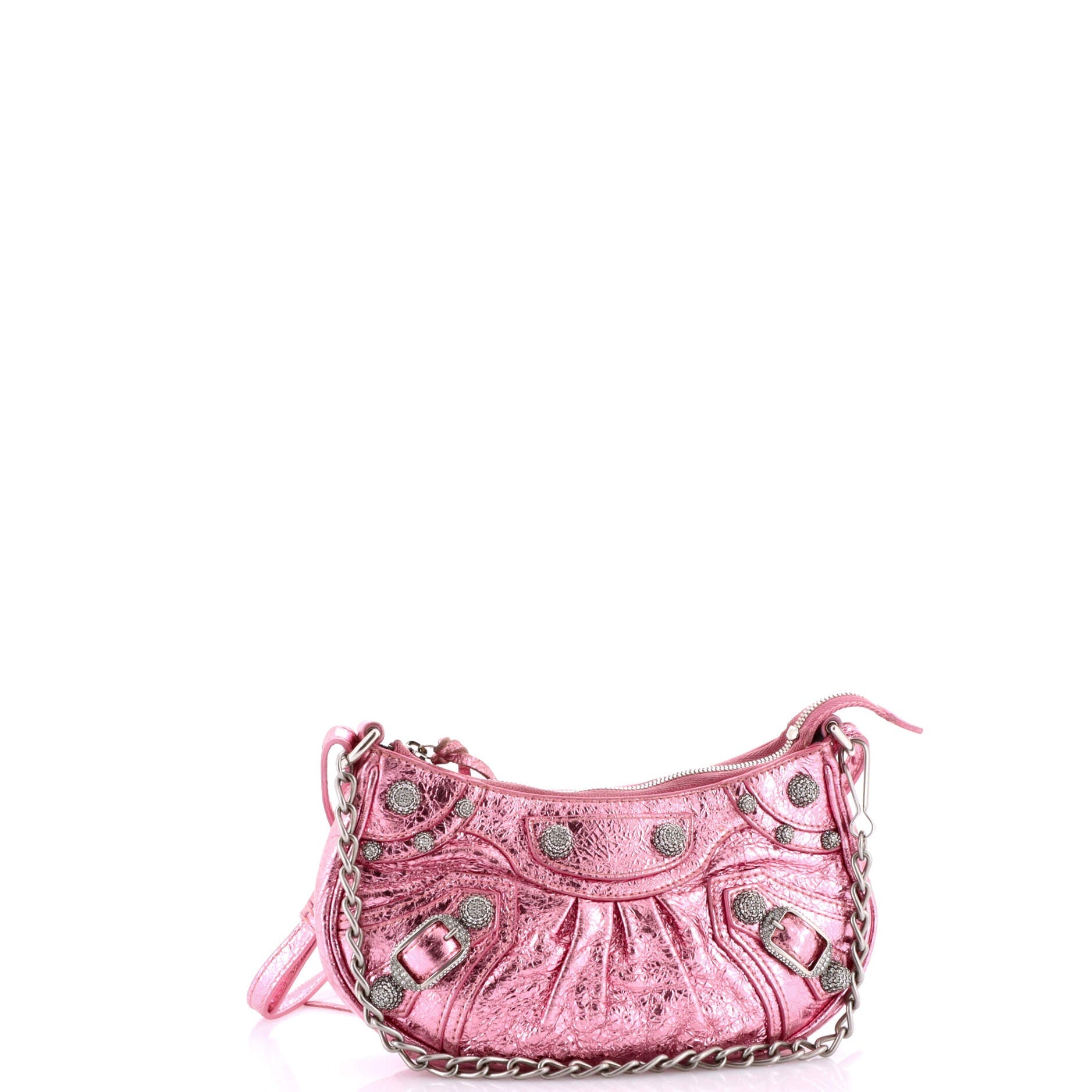Le Cagole Giant Studs Shoulder Bag Leather with Crystals Mini