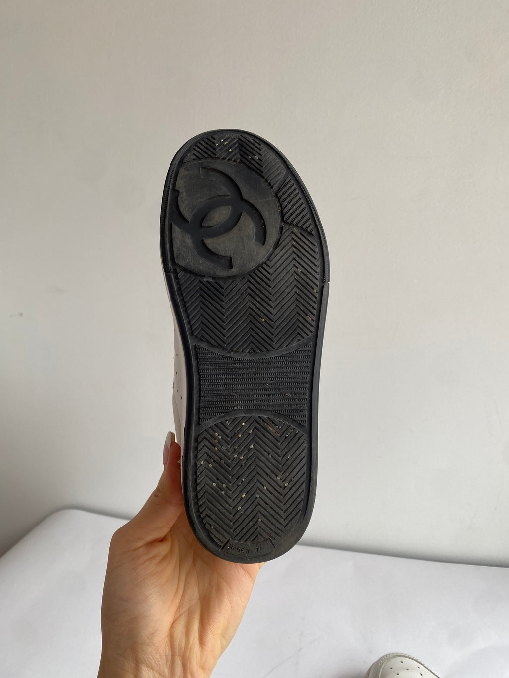 Chanel White Logo Sneaker - 35.5