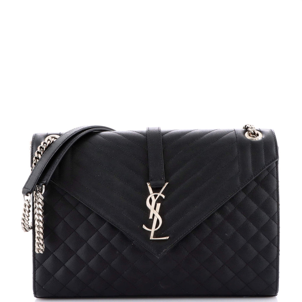 Classic Monogram Envelope Satchel Mixed Matelasse Leather Large