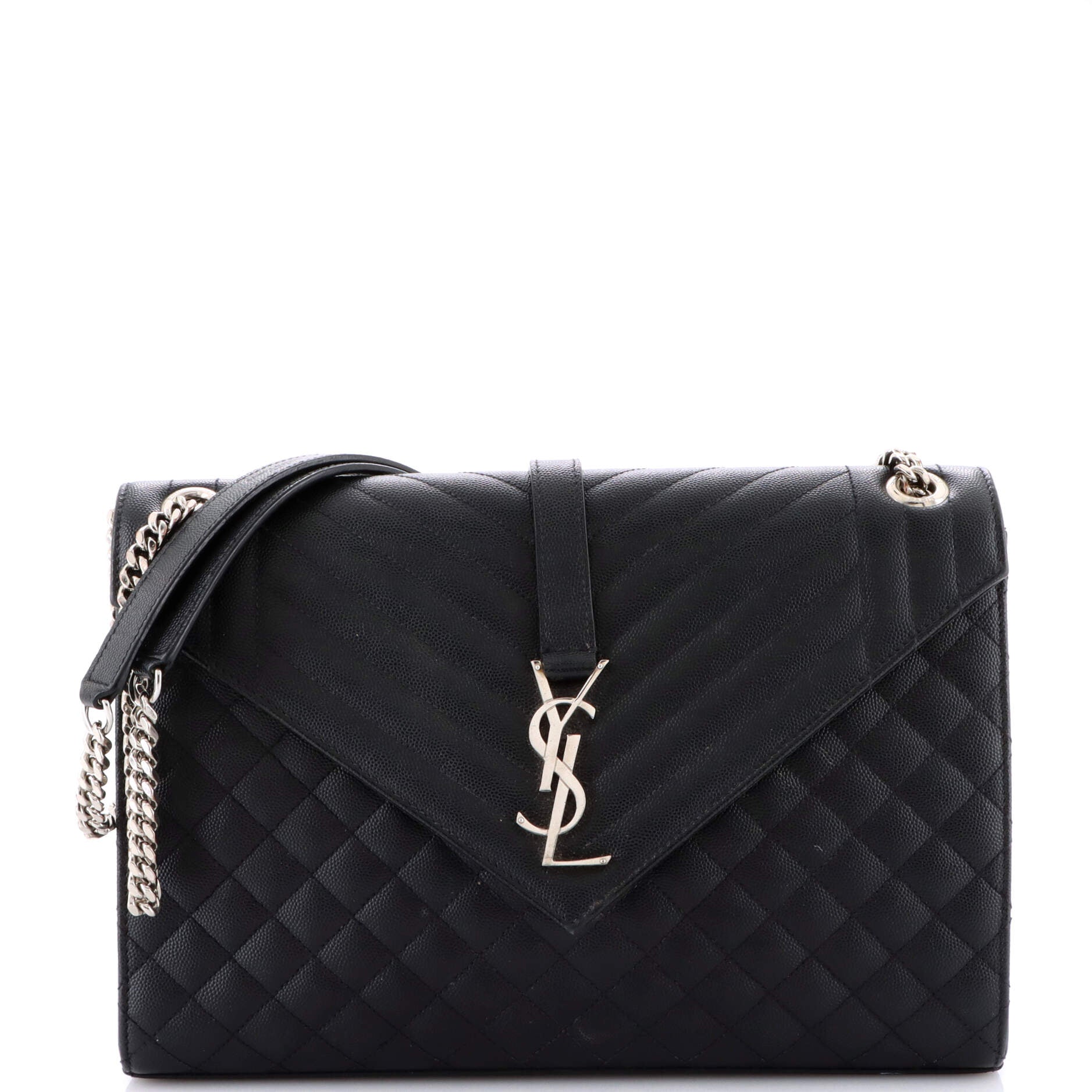 Classic Monogram Envelope Satchel Mixed Matelasse Leather Large