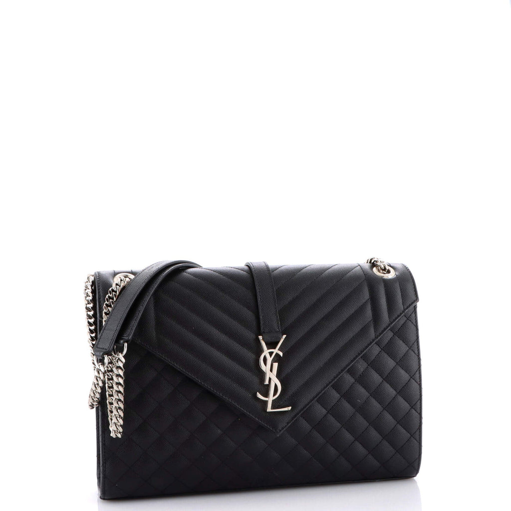 Classic Monogram Envelope Satchel Mixed Matelasse Leather Large