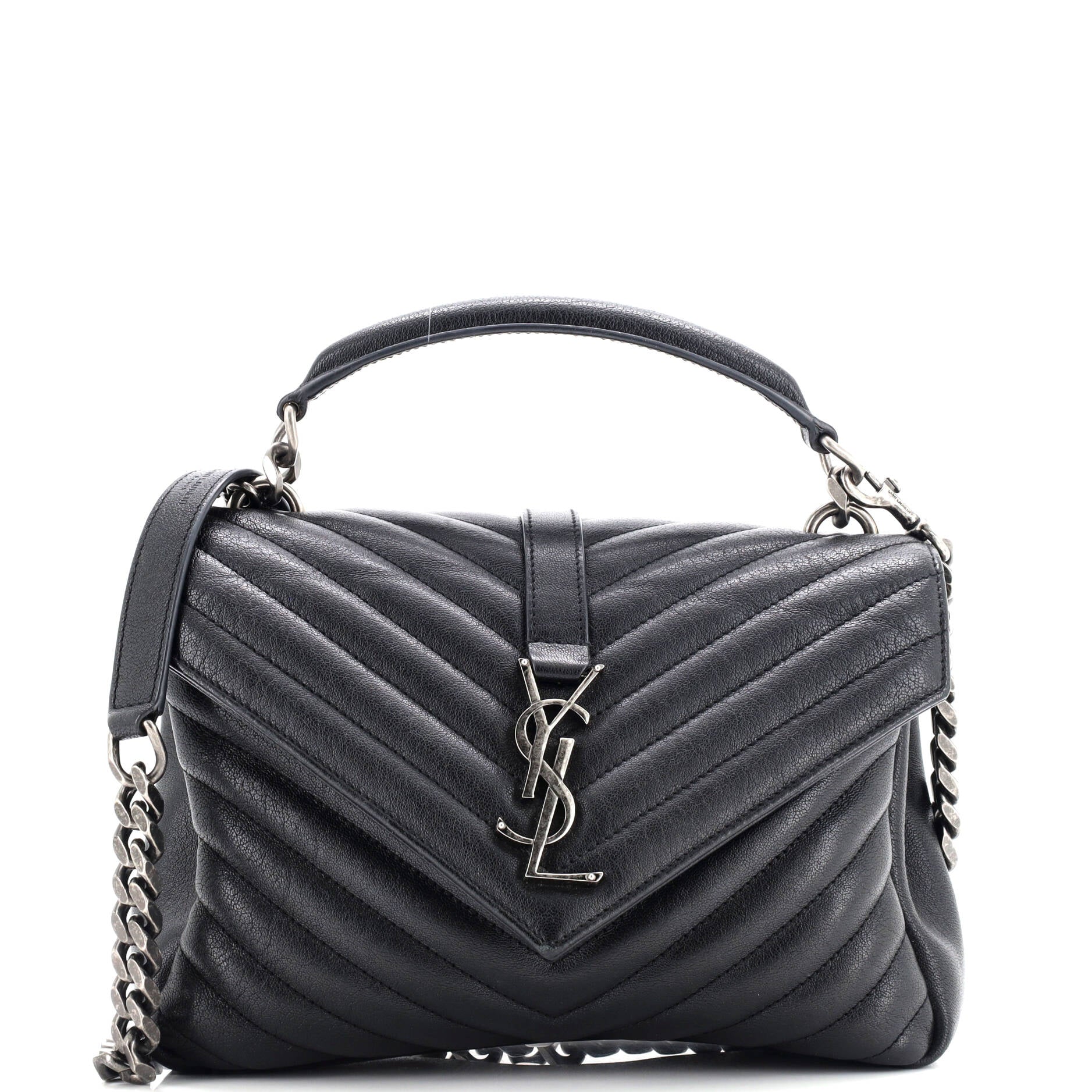 Classic Monogram College Bag Matelasse Chevron Leather Medium