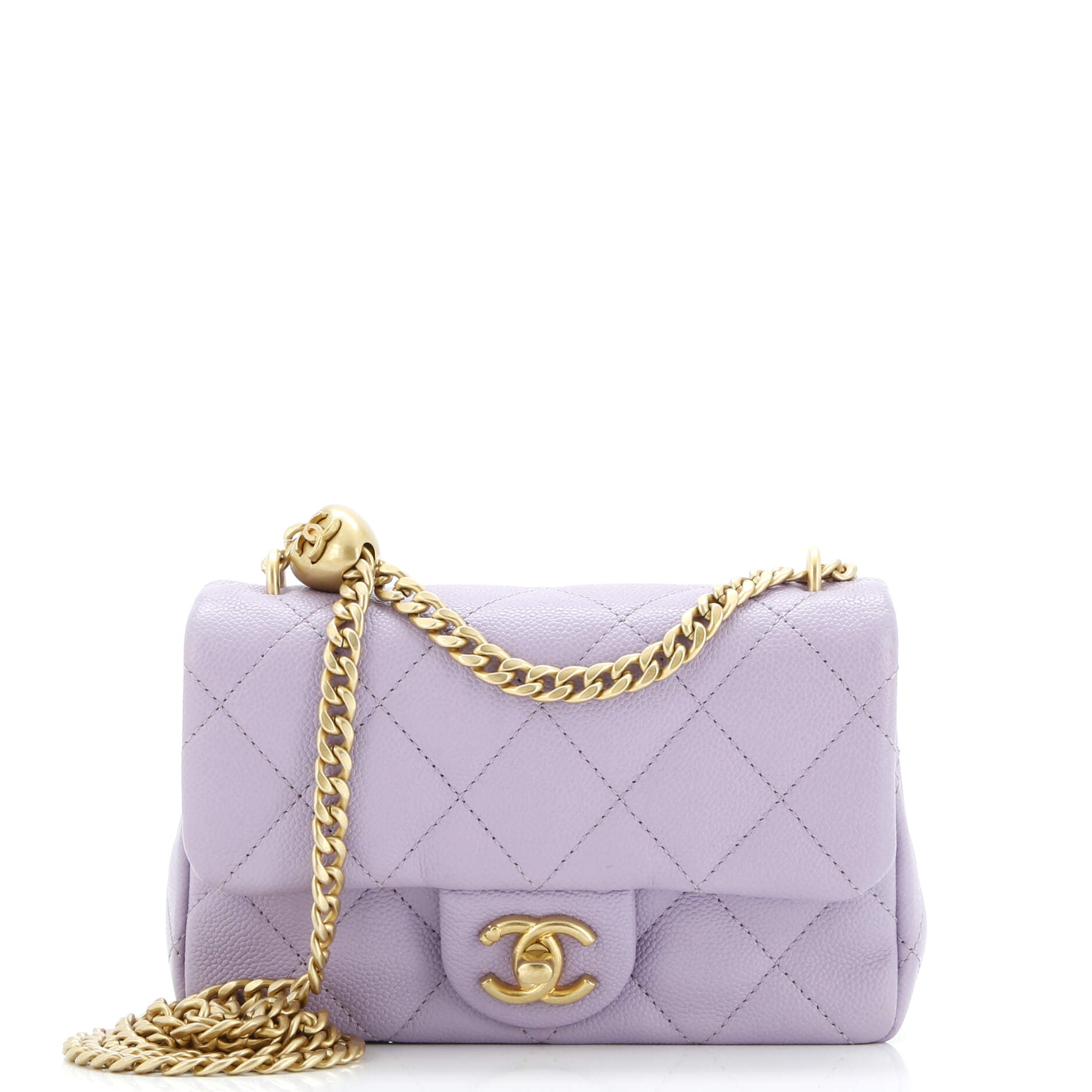 Sweet Heart Chain Flap Bag Quilted Caviar Mini