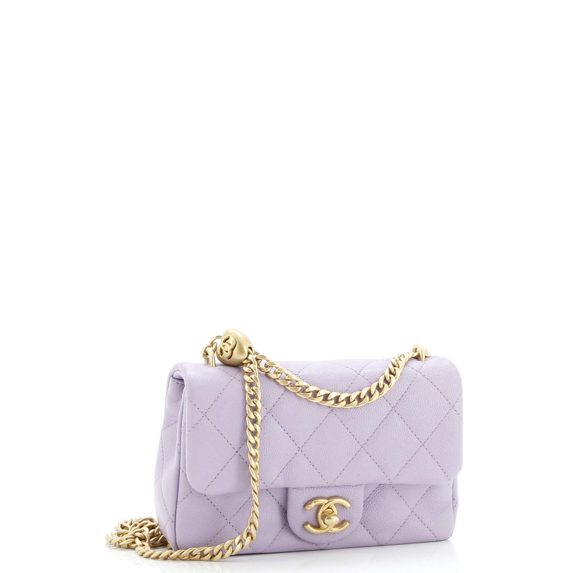 Sweet Heart Chain Flap Bag Quilted Caviar Mini