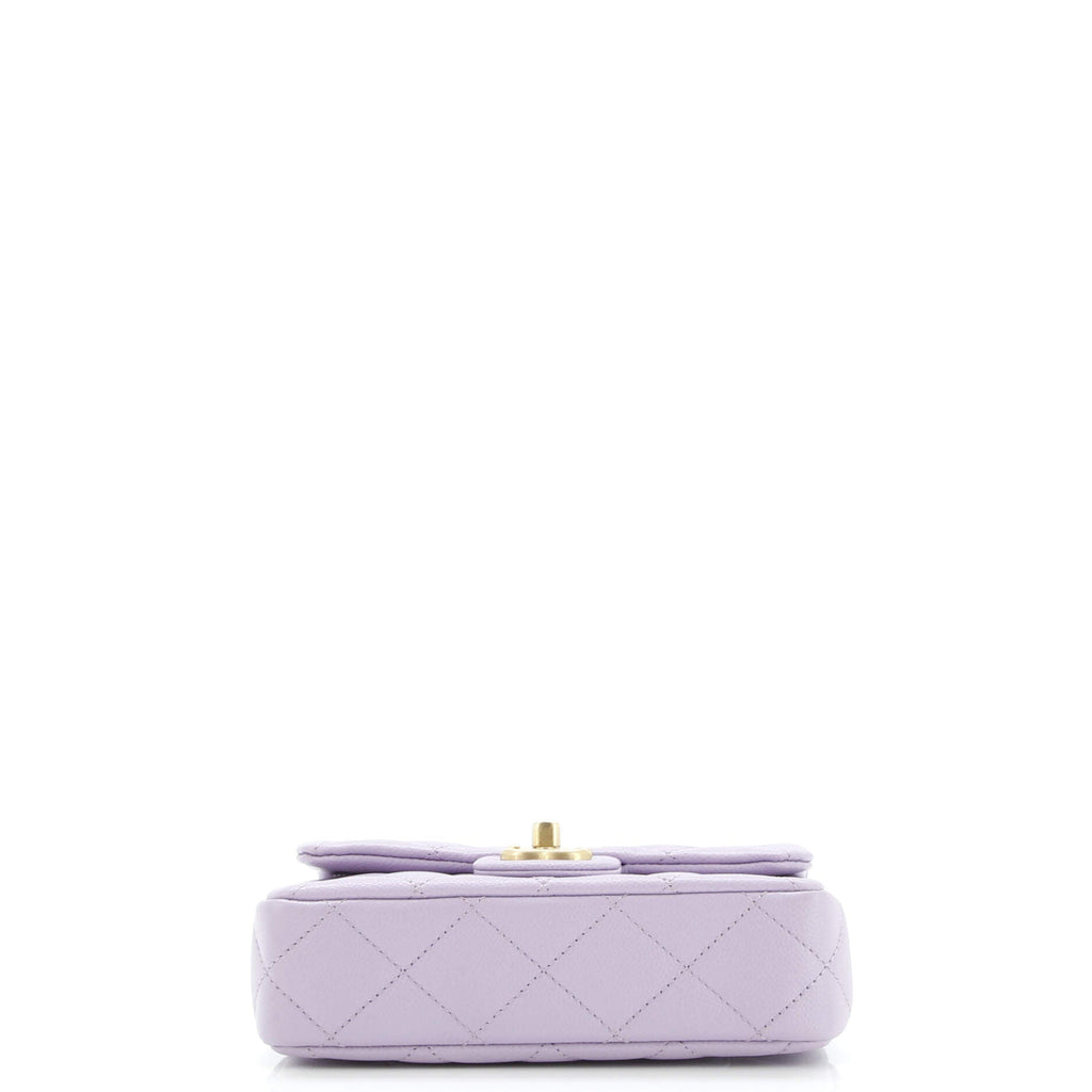 Sweet Heart Chain Flap Bag Quilted Caviar Mini