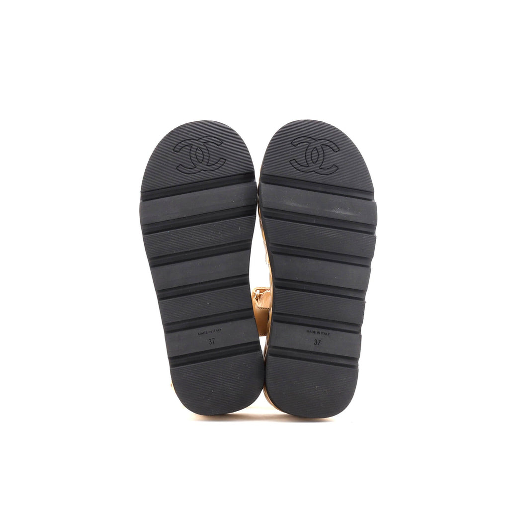Women's Velcro Platform Sandals Quilted Leather