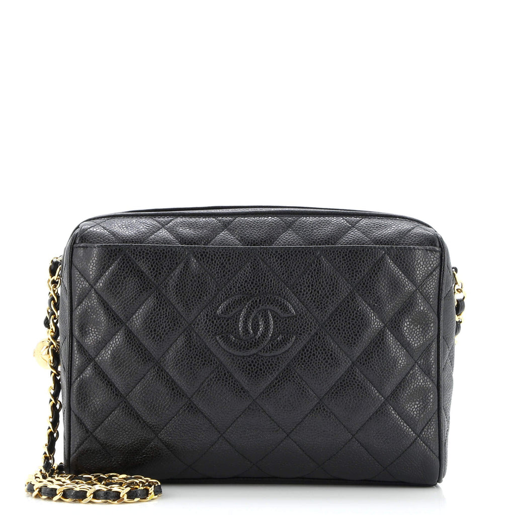 Vintage Diamond CC Camera Shoulder Bag Quilted Caviar Medium