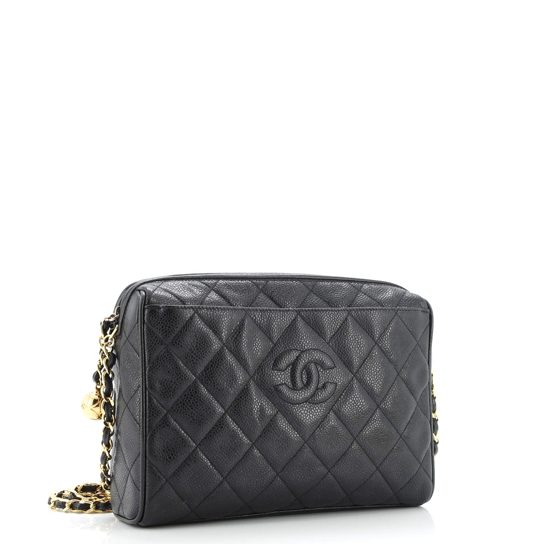 Vintage Diamond CC Camera Shoulder Bag Quilted Caviar Medium