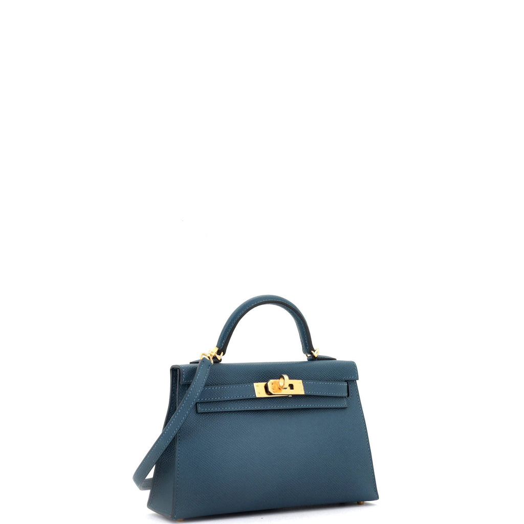 Kelly Mini II Bag Deep Blue Epsom with Gold Hardware 20