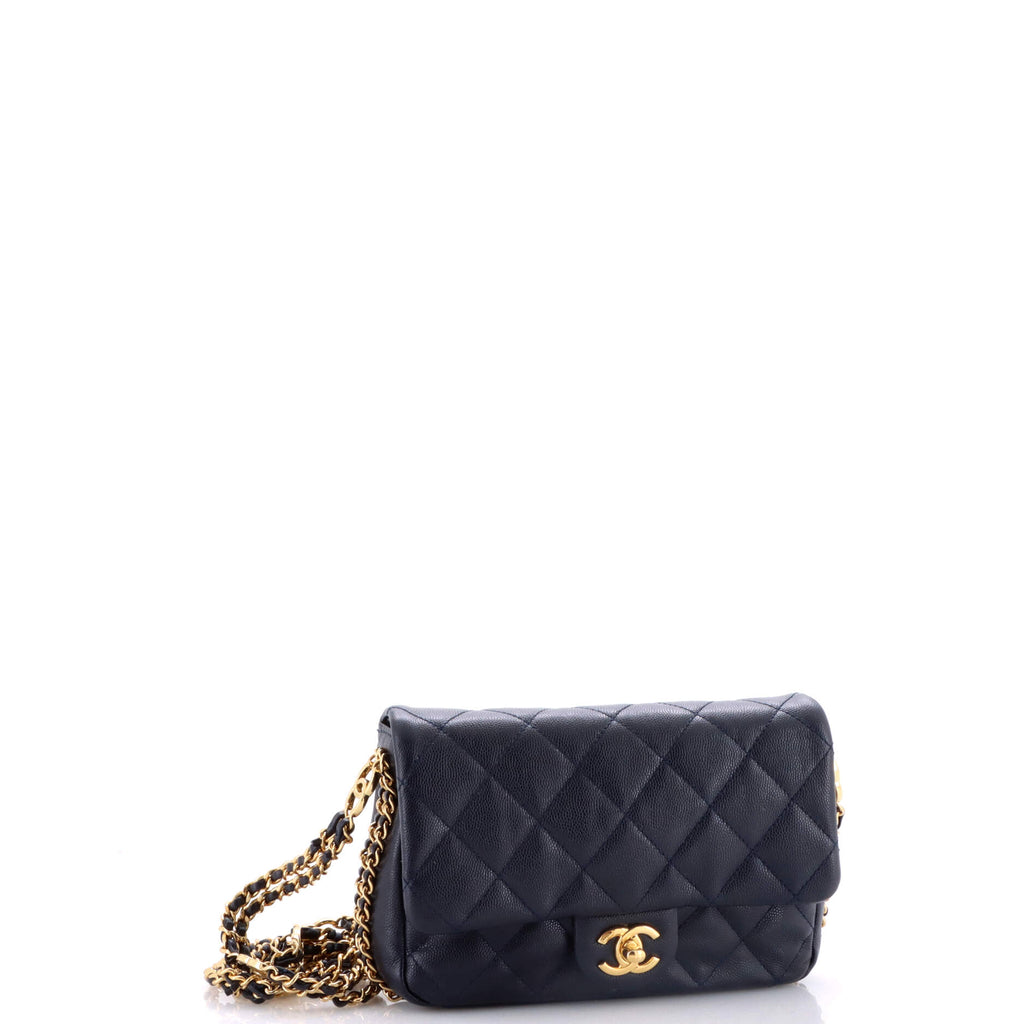 Coco You Chain Flap Bag Quilted Caviar Mini