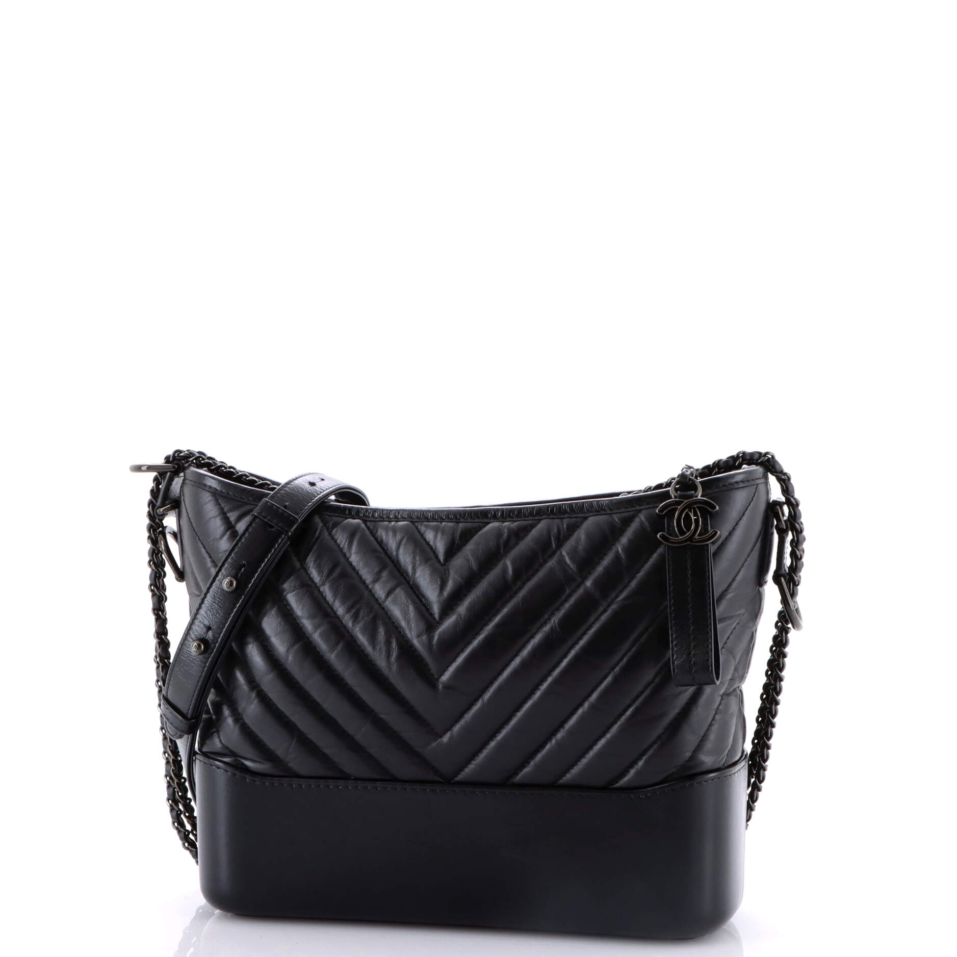 So Black Gabrielle Hobo Chevron Aged Calfskin Medium