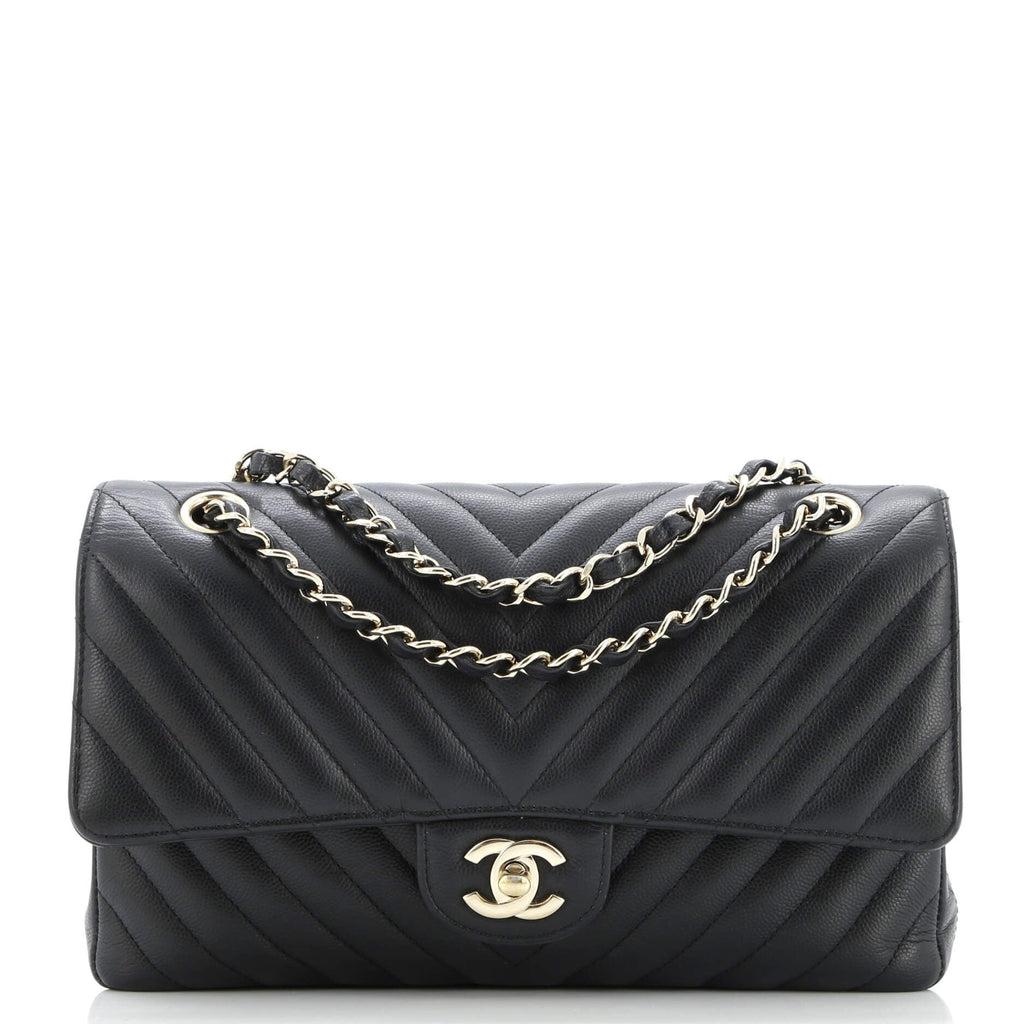 Classic Double Flap Bag Chevron Caviar Medium