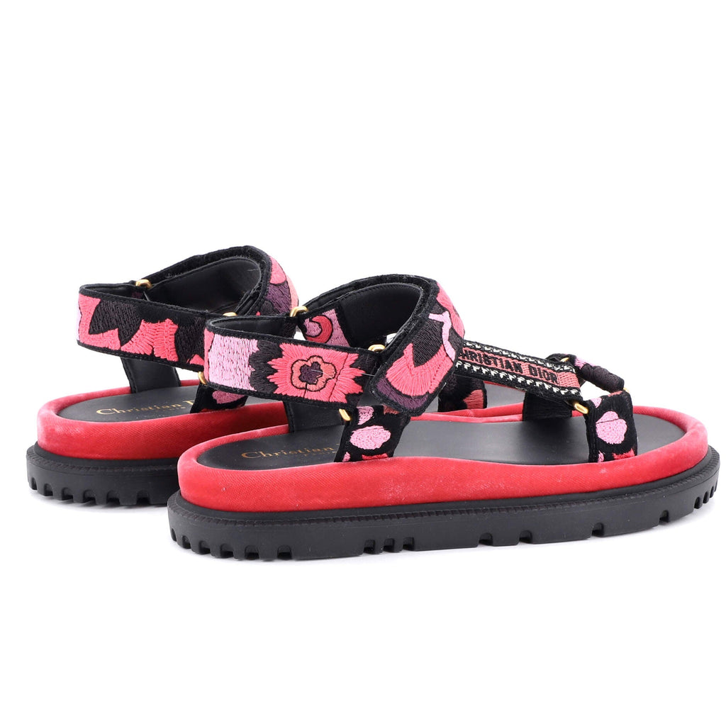 Women's D-Wave Sandals Leather with Embroidered Canvas