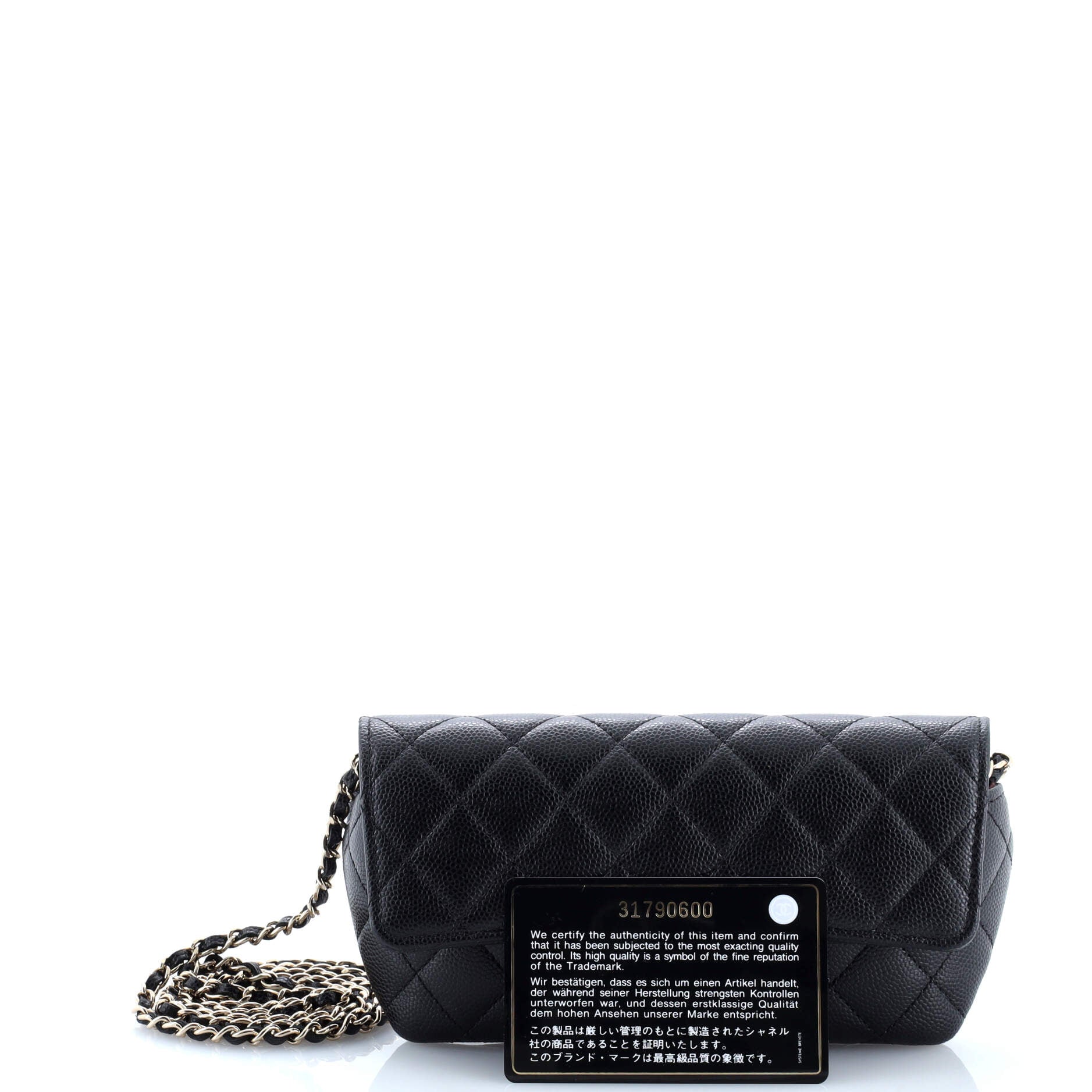 Classic Sunglasses Case with Chain Quilted Caviar