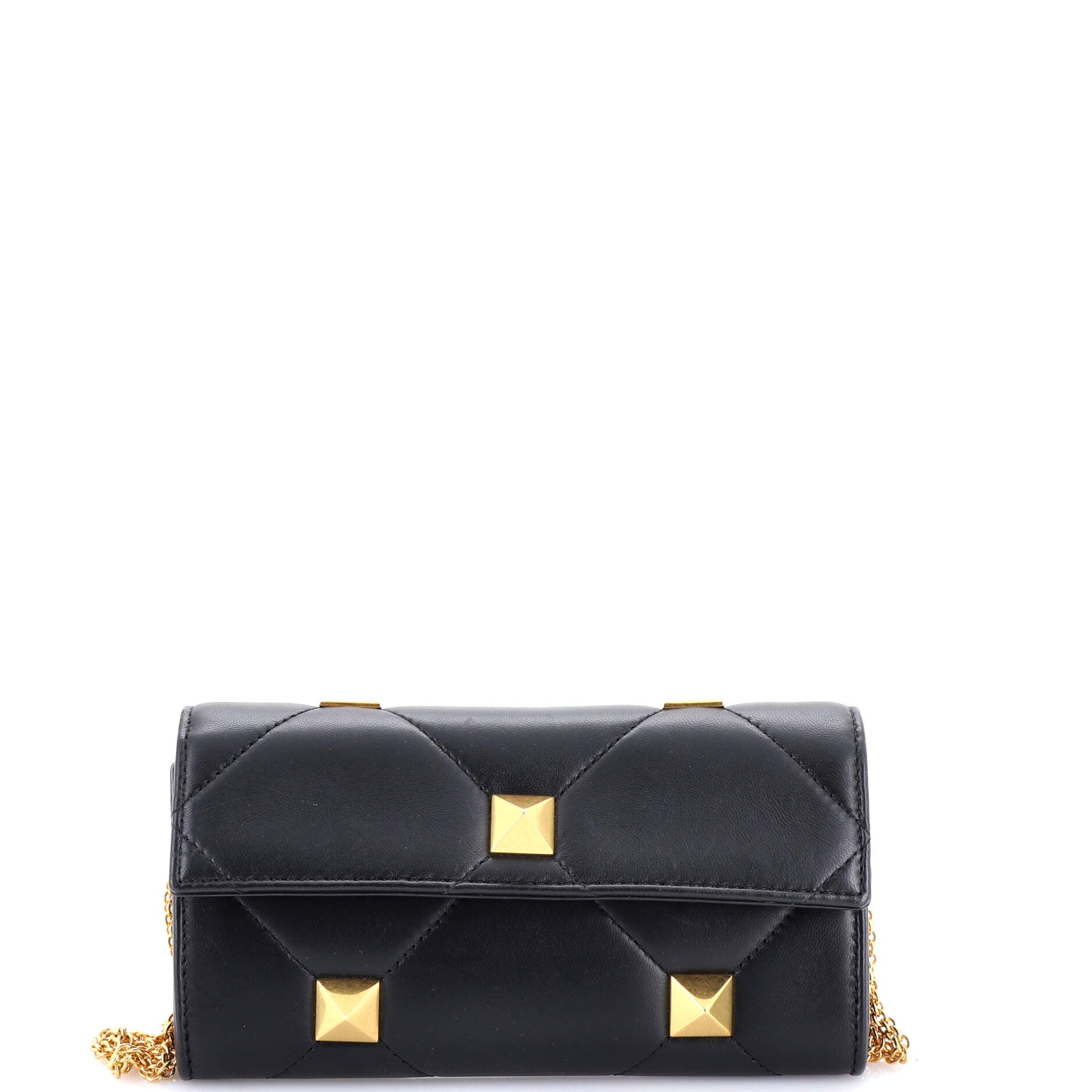 Roman Stud Wallet on Chain Quilted Leather