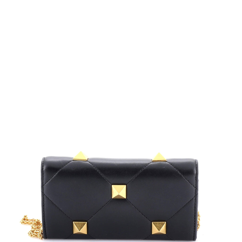 Roman Stud Wallet on Chain Quilted Leather