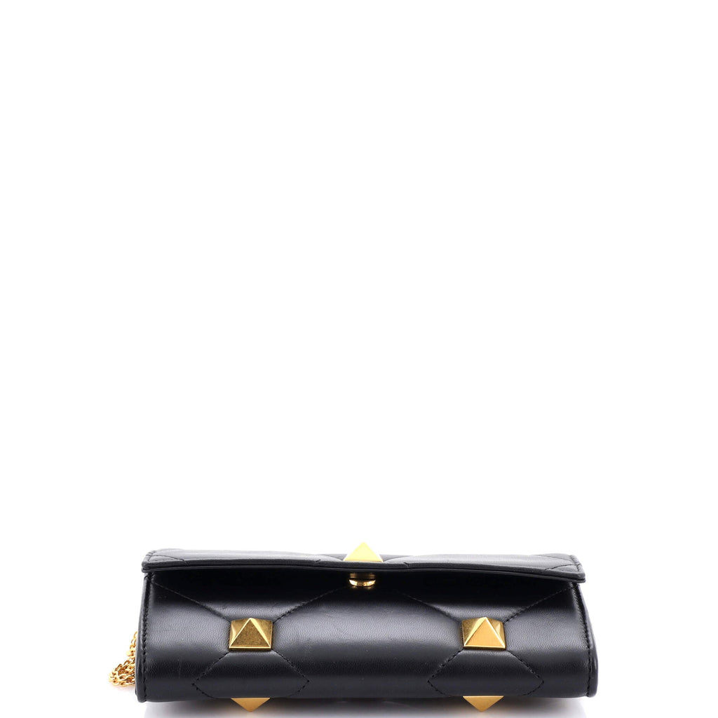 Roman Stud Wallet on Chain Quilted Leather