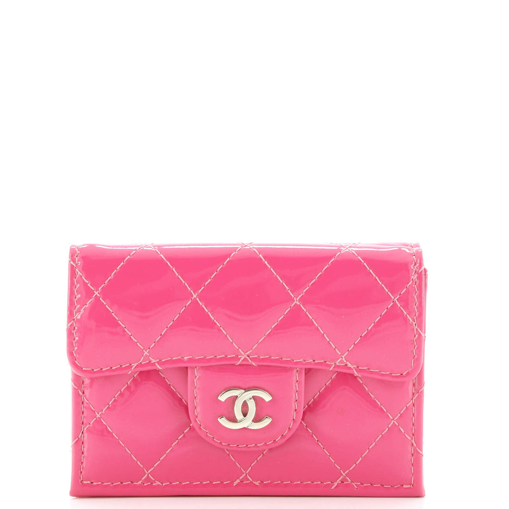 Classic Trifold Flap Wallet Quilted Patent Small
