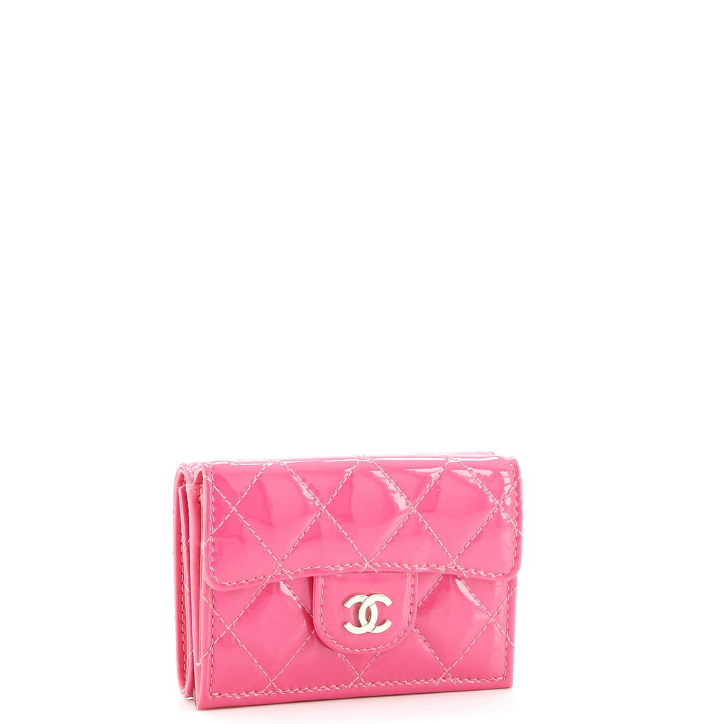Classic Trifold Flap Wallet Quilted Patent Small