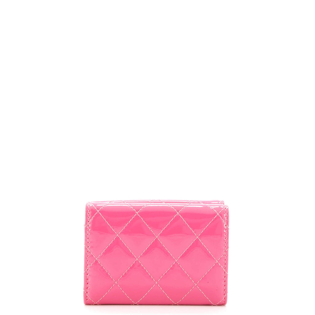 Classic Trifold Flap Wallet Quilted Patent Small