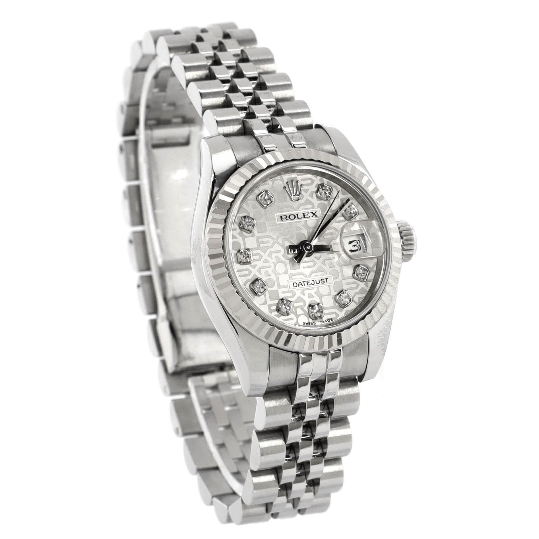 Oyster Perpetual Datejust Automatic Watch Stainless Steel and White Gold with Diamond Markers 26