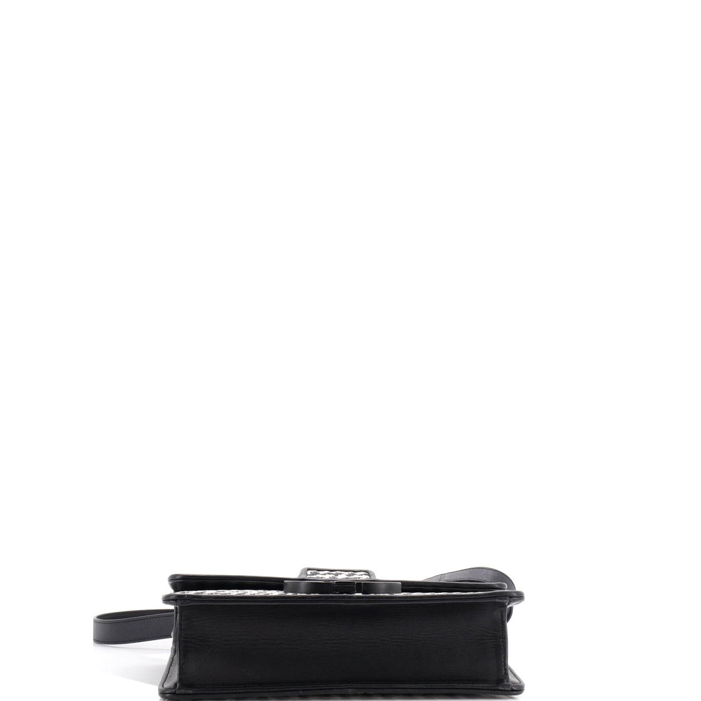 30 Montaigne Flap Bag Houndstooth Braided Leather