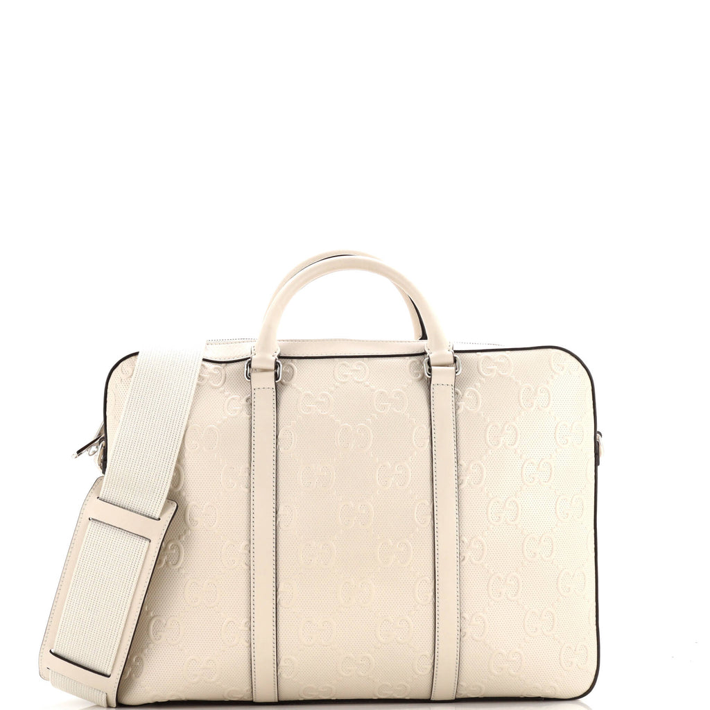 Briefcase GG Embossed Perforated Leather Medium