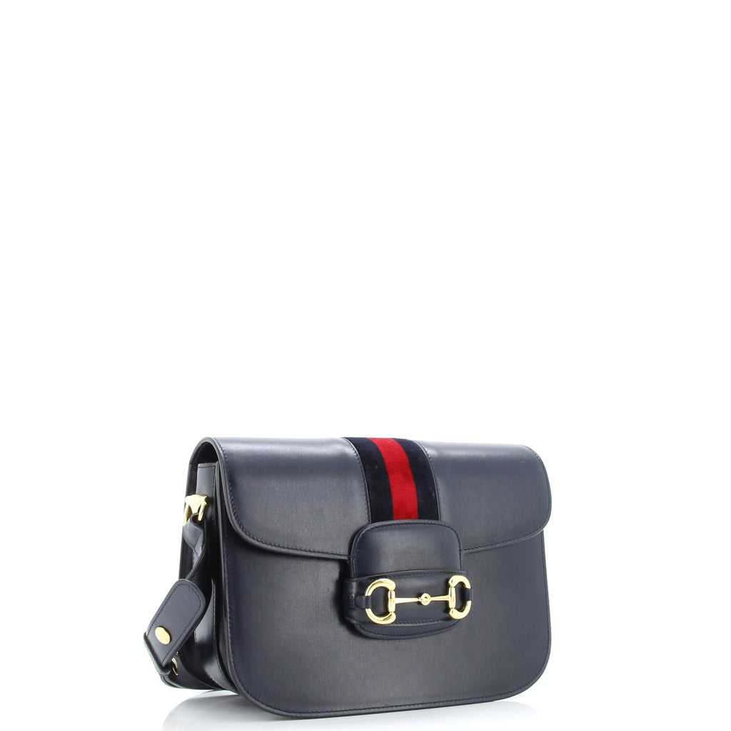 Horsebit 1955 Shoulder Bag Leather with Web Velvet Detail Small