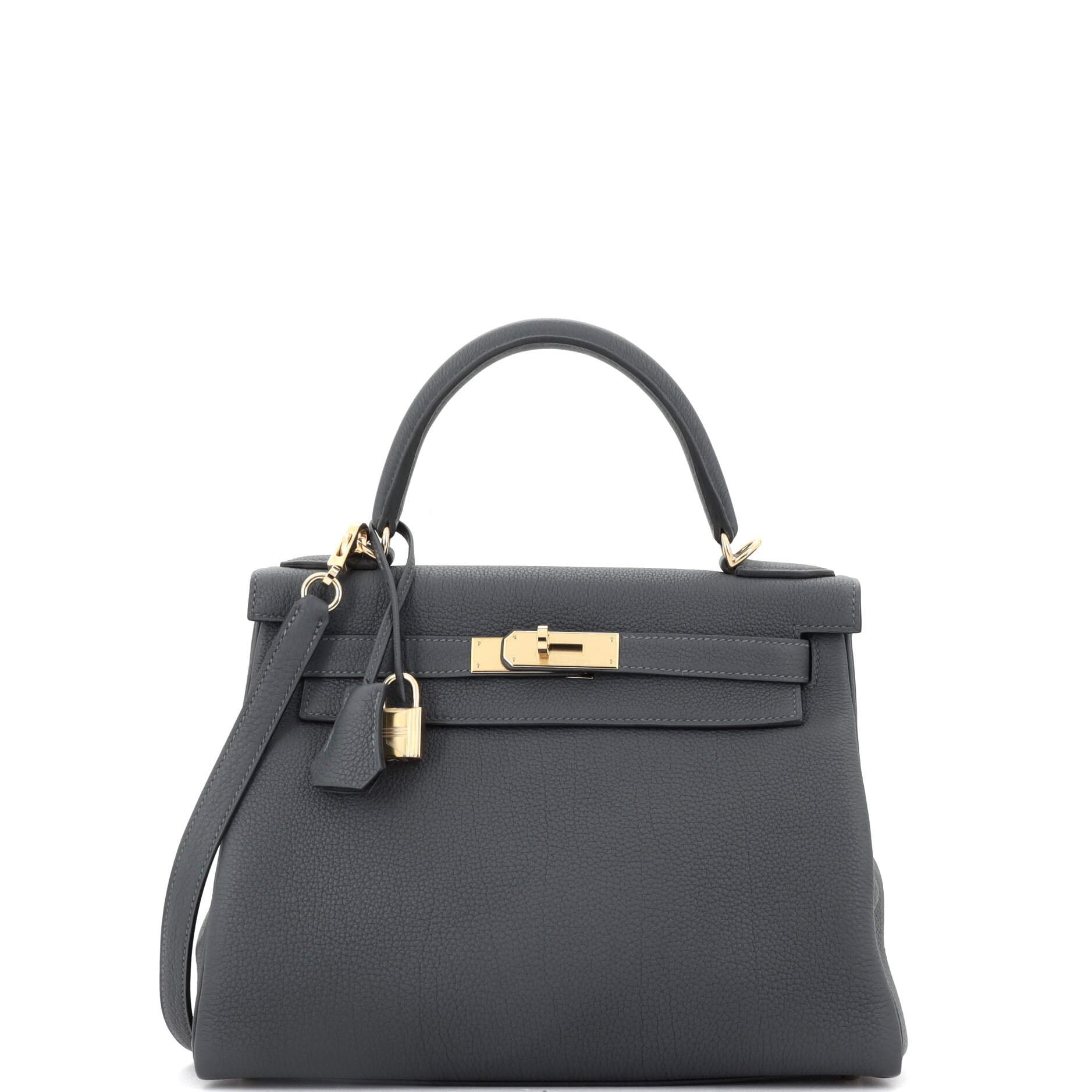 Kelly Handbag Grey Togo with Permabrass Hardware 28