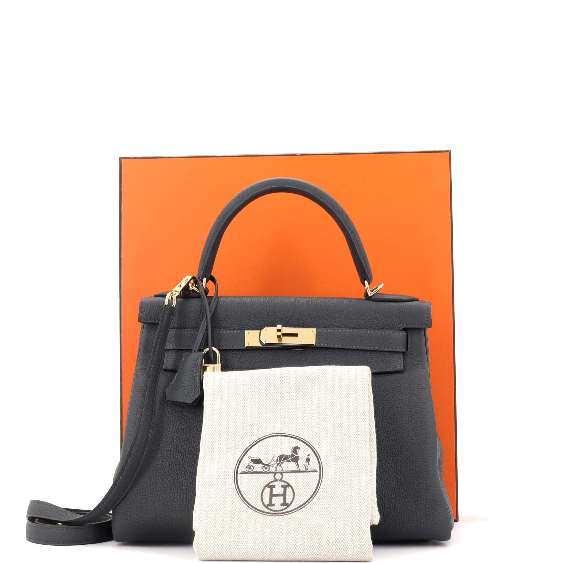 Kelly Handbag Grey Togo with Permabrass Hardware 28