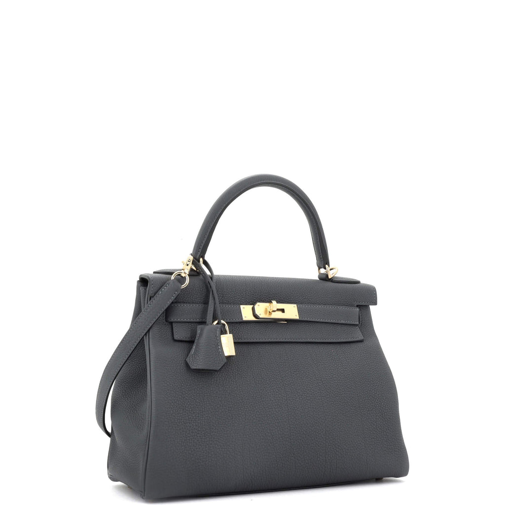 Kelly Handbag Grey Togo with Permabrass Hardware 28
