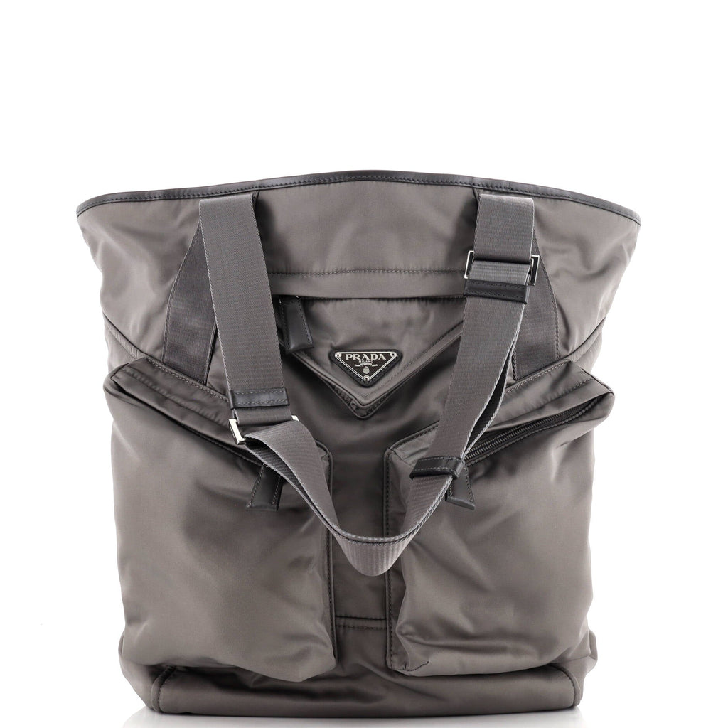 Triangle Logo Multi-Pocket Open Tote Re-Nylon