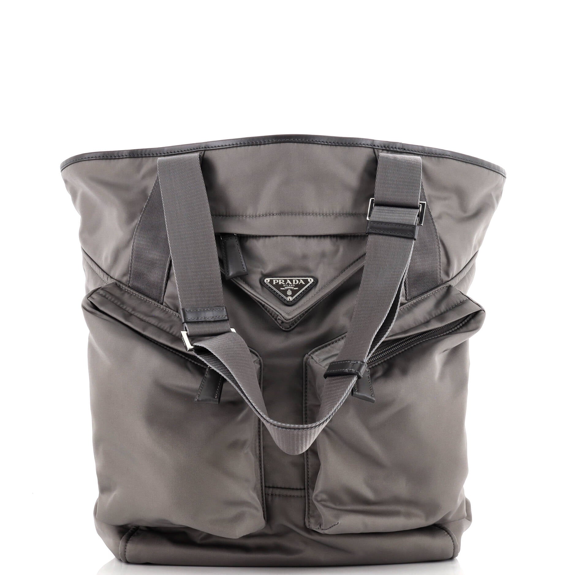 Triangle Logo Multi-Pocket Open Tote Re-Nylon