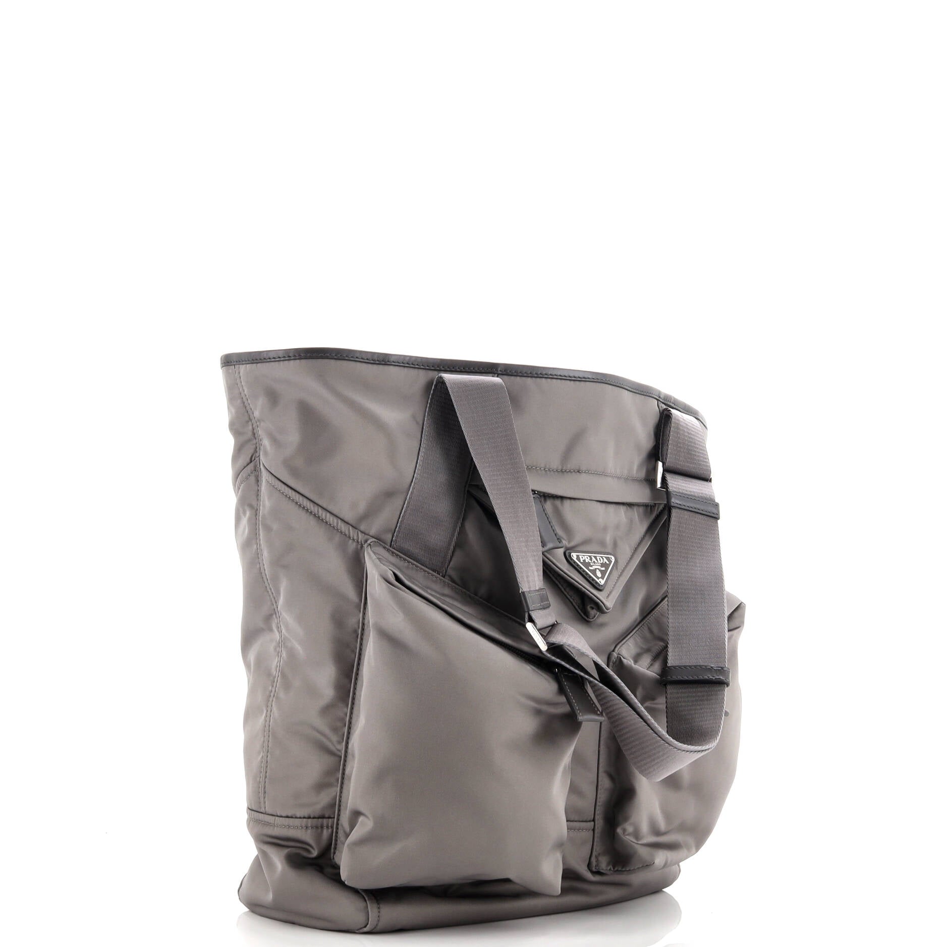 Triangle Logo Multi-Pocket Open Tote Re-Nylon