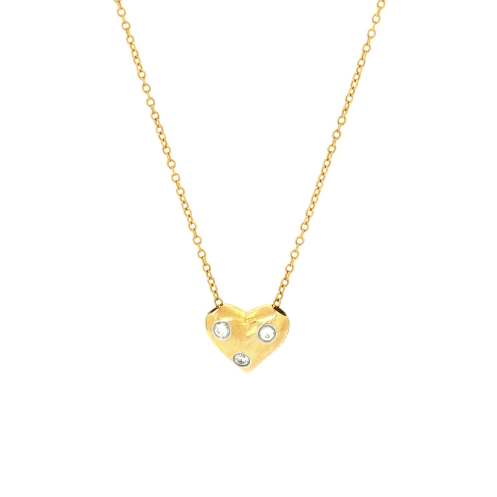 Etoile Heart 3 Diamond Pendant Necklace 18K Yellow Gold with Platinum and Diamonds