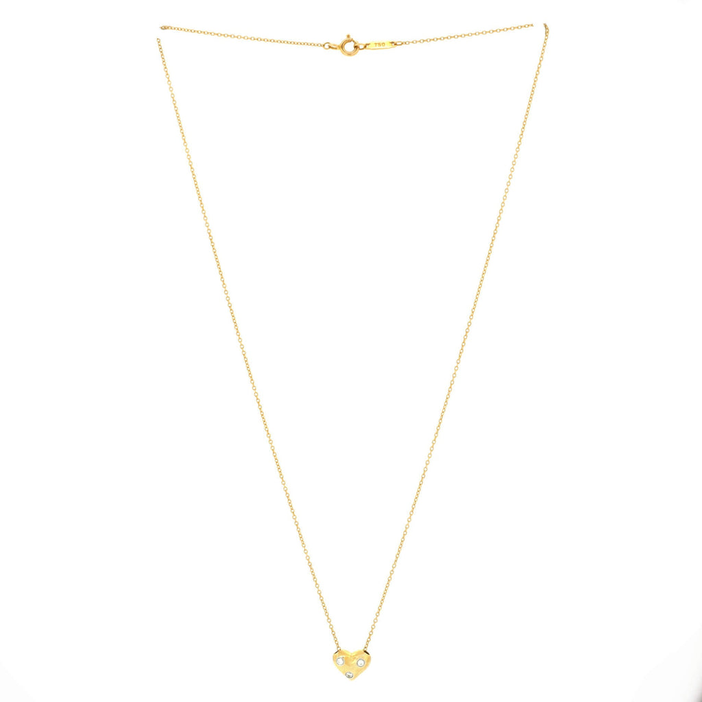 Etoile Heart 3 Diamond Pendant Necklace 18K Yellow Gold with Platinum and Diamonds