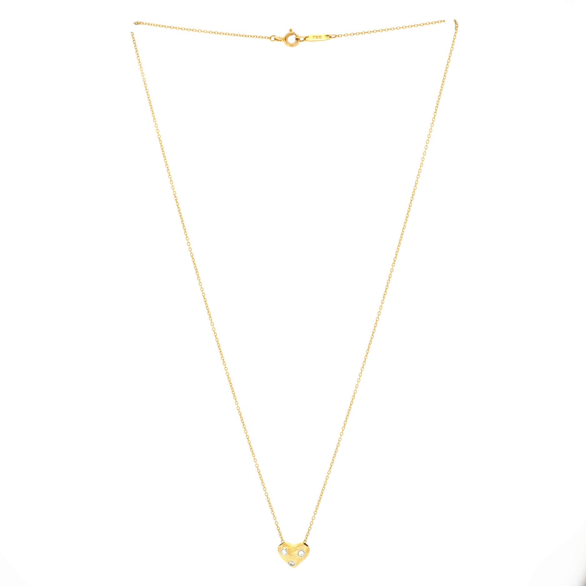 Etoile Heart 3 Diamond Pendant Necklace 18K Yellow Gold with Platinum and Diamonds