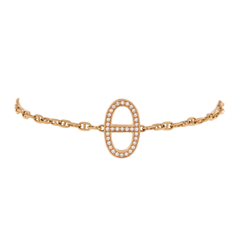 Chaine d'Ancre Contour Bracelet 18K Rose Gold with Diamonds