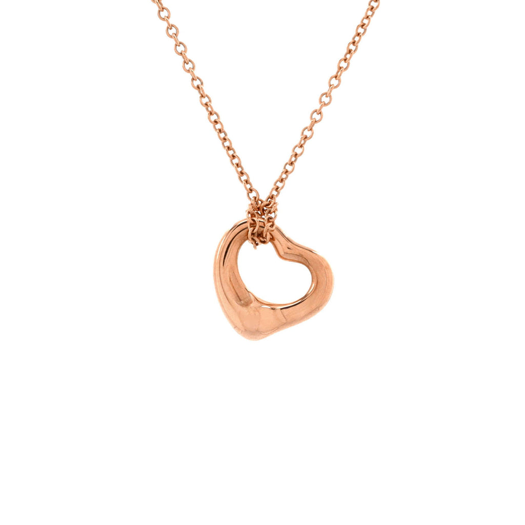 Elsa Peretti Open Heart Pendant Necklace 18K Rose Gold 11mm