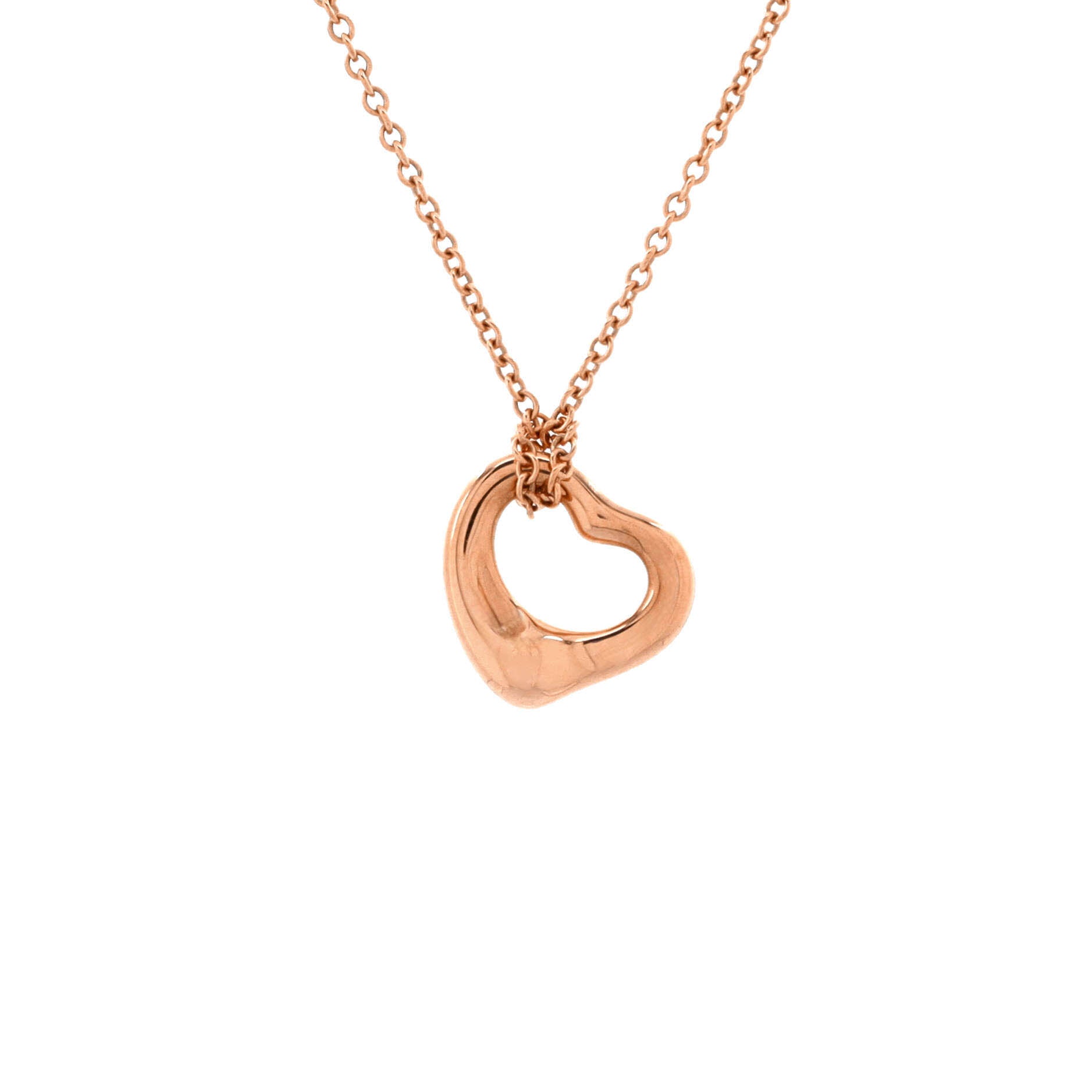 Elsa Peretti Open Heart Pendant Necklace 18K Rose Gold 11mm