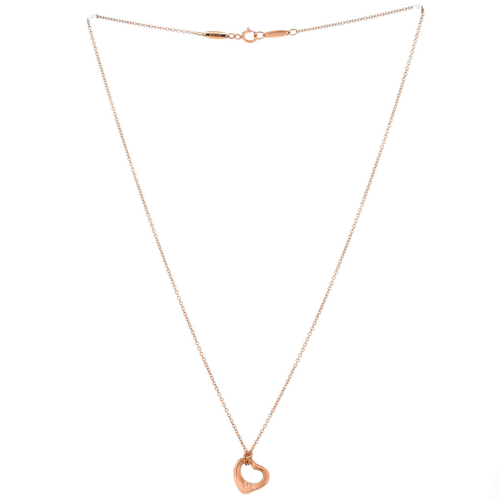 Elsa Peretti Open Heart Pendant Necklace 18K Rose Gold 11mm