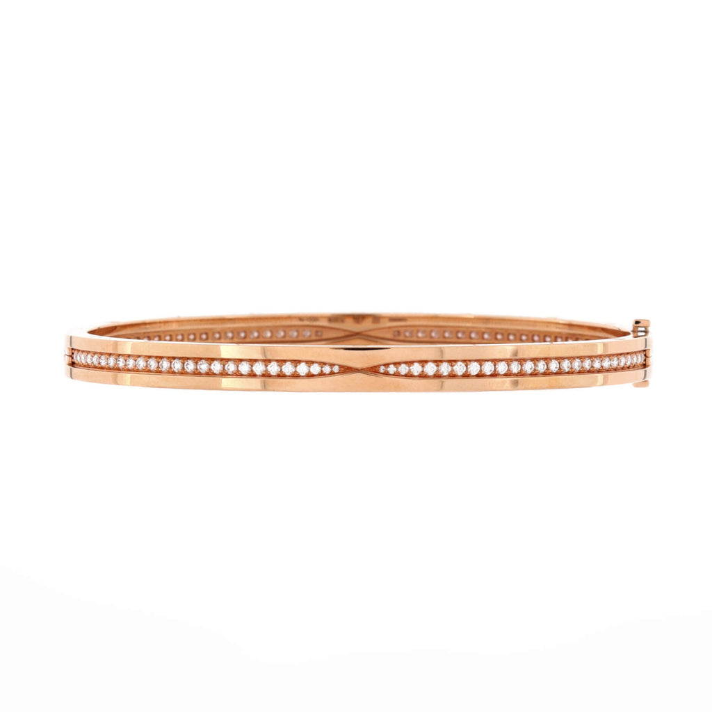B.Zero1 Hinged Bangle Bracelet 18K Rose Gold with Pave Diamonds 5.5mm