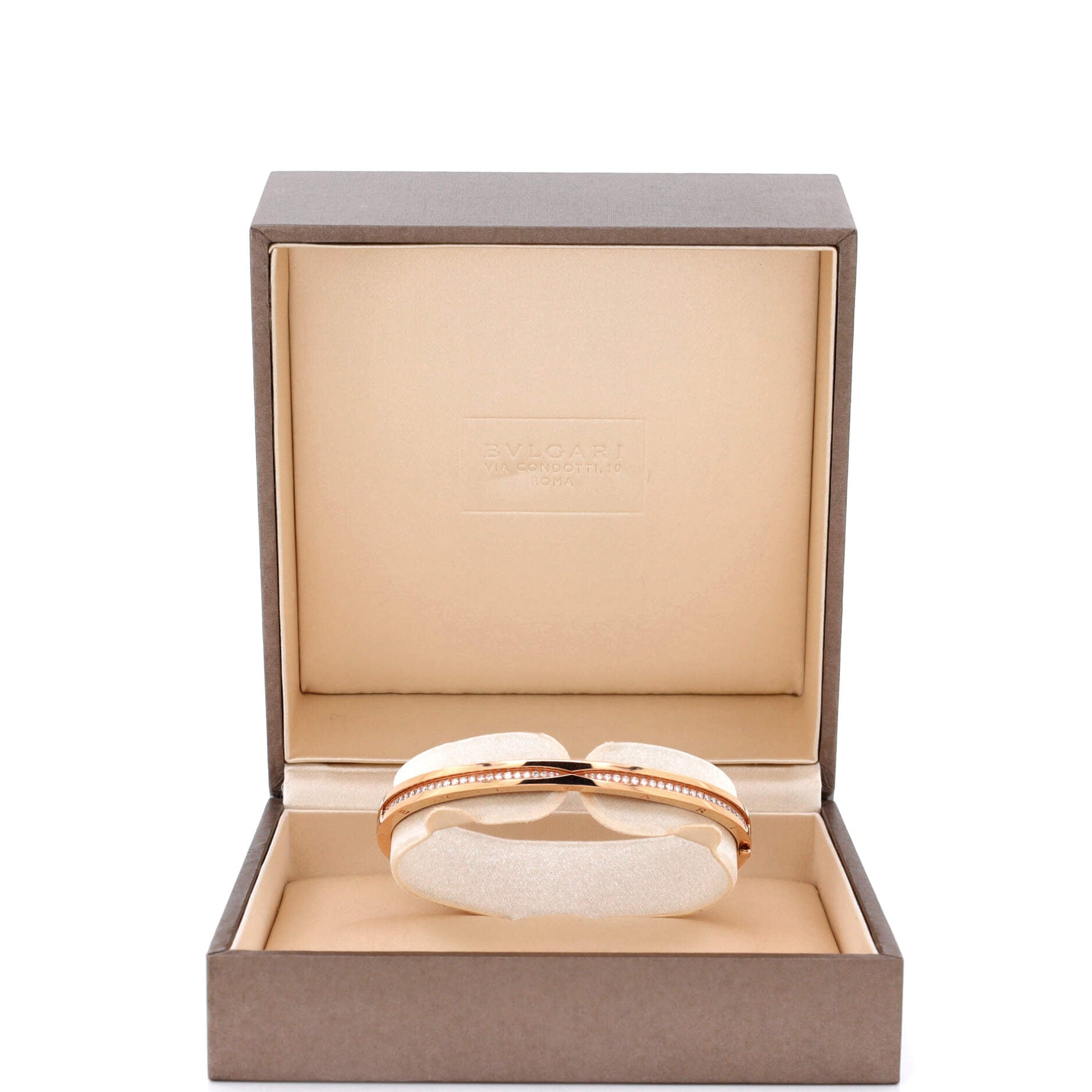 B.Zero1 Hinged Bangle Bracelet 18K Rose Gold with Pave Diamonds 5.5mm