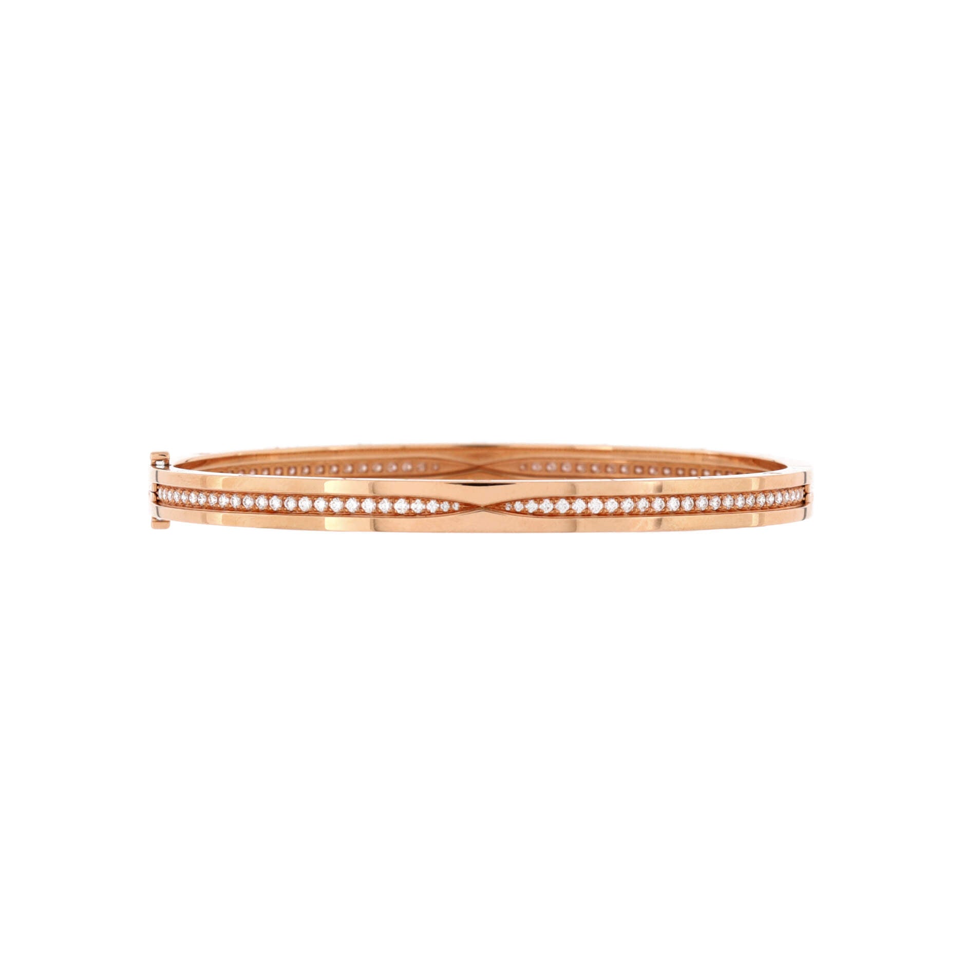 B.Zero1 Hinged Bangle Bracelet 18K Rose Gold with Pave Diamonds 5.5mm