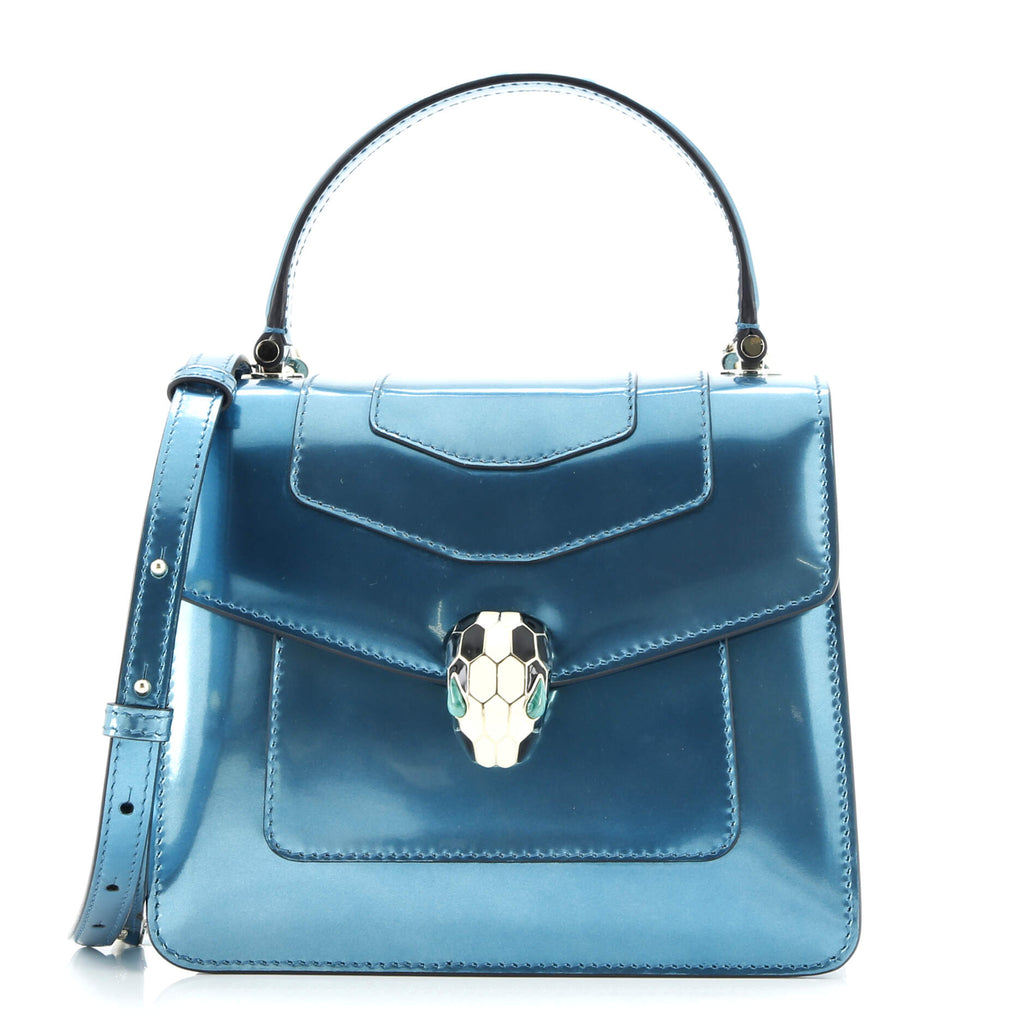 Serpenti Forever Square Shoulder Bag Metallic Leather Small